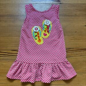 Youngland Baby pink white polka dot flip flop sleeveless toddler dress SIZE 24M
